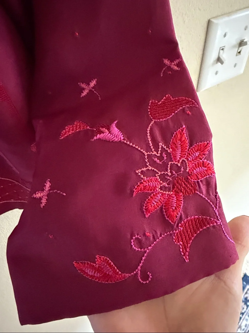Coldwater Creek Deep Magenta Patchwork Embroidered Jacket
